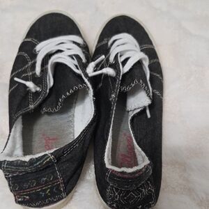Jellypop Denim Black Sneakers with White Laces